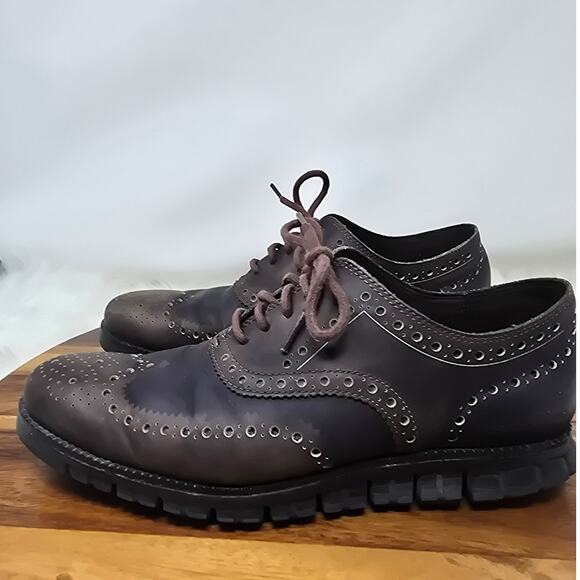 Cole Haan ZeroGrand Brogue Brown Black Design Men's Dress Shoes 8.5 - Picture 3 of 9